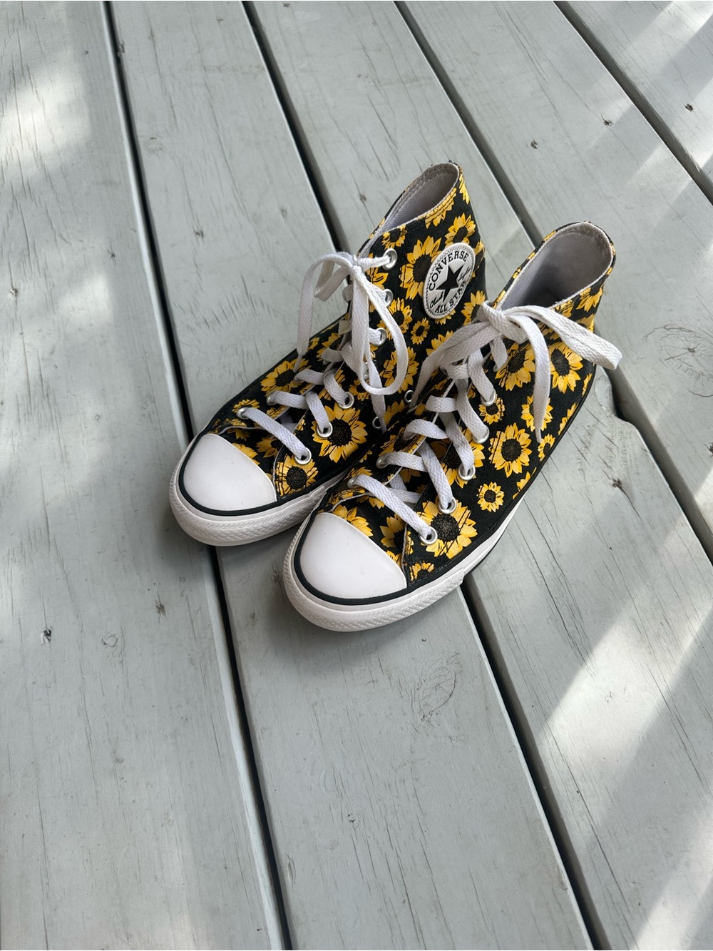Converse High Top Sunflower Sneakers, Gently Worn